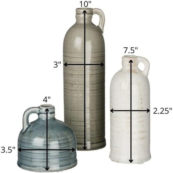 Small Decorative Crackled Ceramic Jug Vase Set of 3, Living Room Décor - Picture 6 of 6